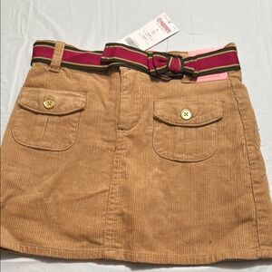 Gymboree Tan Corduroy Skirt with Red Striped Belt NWT size 6